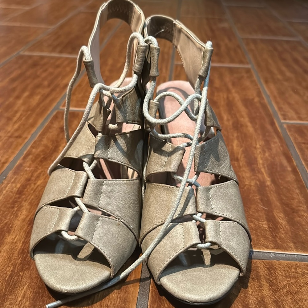 Tan lace up heels